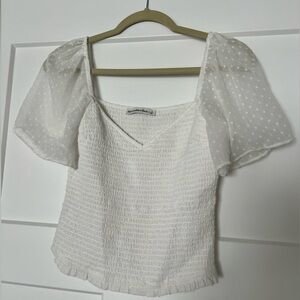 Abercrombie & Fitch smocked white top